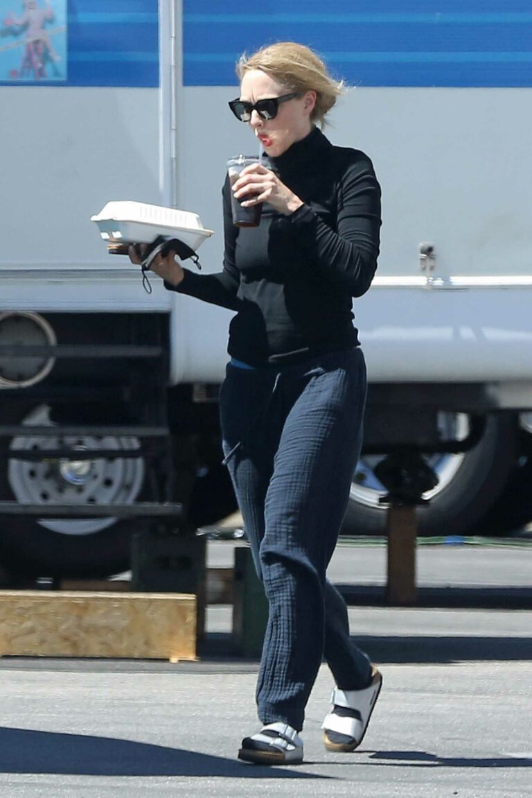 Amanda Seyfried in a Black Turtleneck on the Set of The Dropout in Los