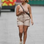 Amber Gill in a Beige Outfit Arrives at the Capital Radio in London