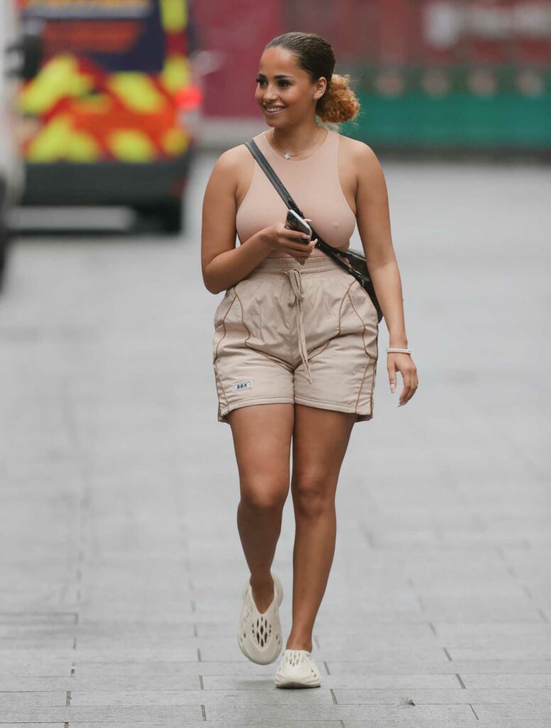 Amber Gill in a Beige Outfit