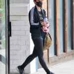 Ashlee Simpson in a Black Adidas Track Jacket Leaves Her Workout in Los Angeles