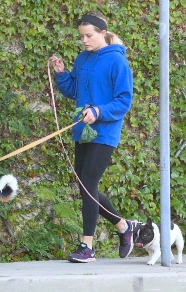 Ava Phillippe in a Blue Hoodie