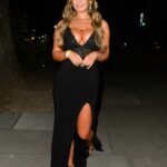 Belle Hassan in a Black Dress Heads Out in London