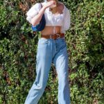 Elsa Hosk in a White Blouse Makes an Afternoon Coffee Run in Pasadena