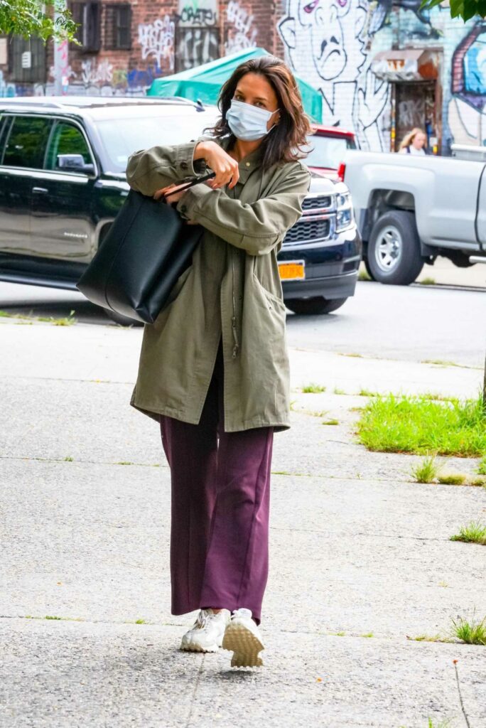 Katie Holmes in an Olive Jacket