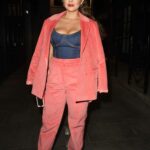 Kimberly Hart-Simpson in a Pink Suit Arrives at BLVD Bar in Manchester