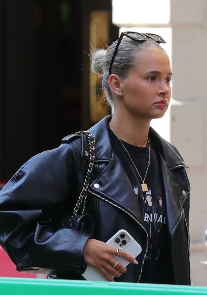Molly-Mae Hague in a Black Leather Jacket