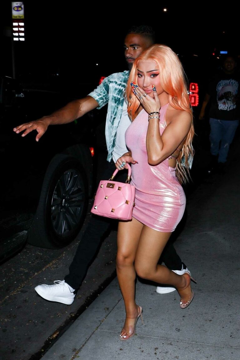 Nikita Dragun in a Pink Mini Dress Celebrating Bryce Hall’s Birthday in ...