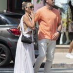 Peta Murgatroyd in a White Dress Was Seen Out with Her Husband Maksim Chmerkovskiy on Madison Avenue in New York