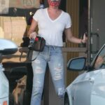 Rebecca Romijn in a Blue Ripped Jeans Was Seen Out in Calabasas