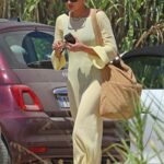 Romee Strijd in a Yellow Maxi Dress Leaves Lunch at Casa Jondal in Ibiza