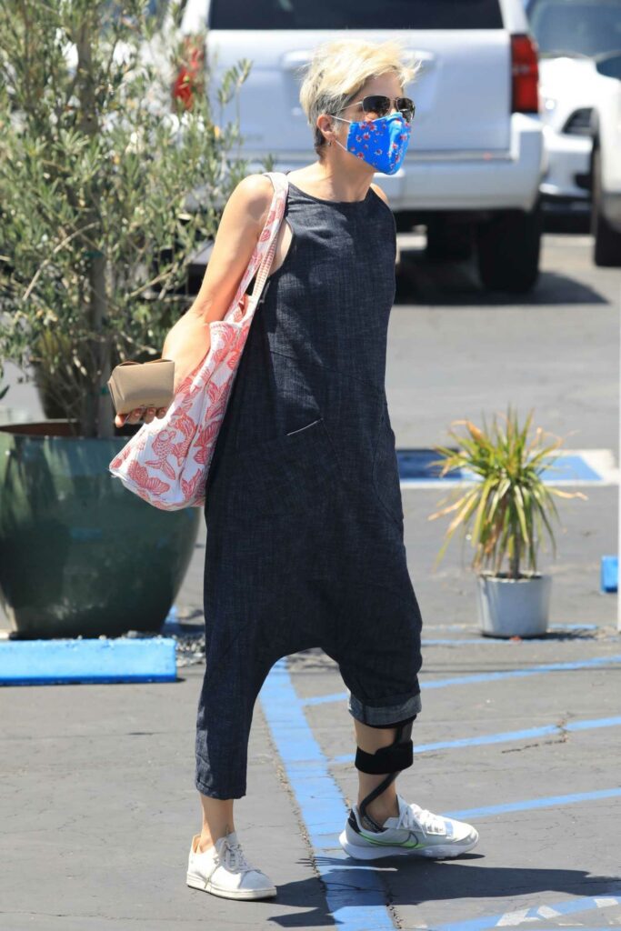 Selma Blair in a Blue Protective Mask