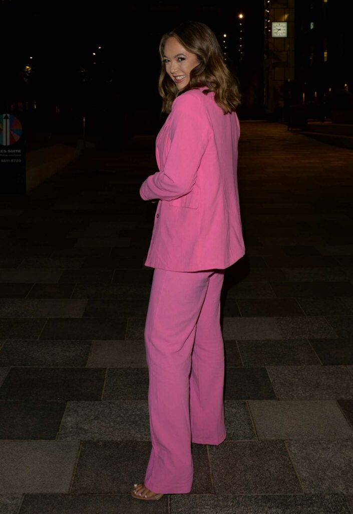 Sharon Gaffka in a Pink Suit