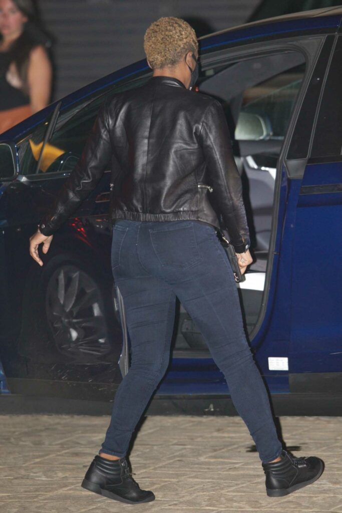 Tiffany Haddish in a Black Leather Jacket