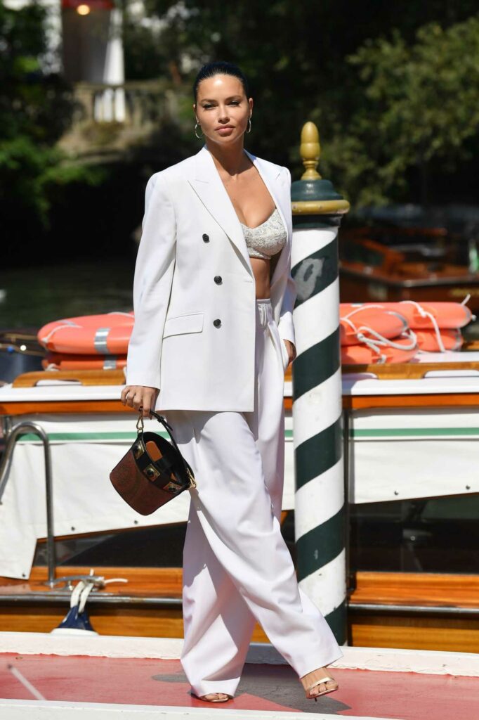 Adriana Lima in a White Suit