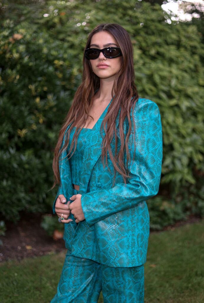 Amelia Hamlin in a Blue Snakeskin Prit Suit