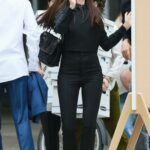 Anne Hathaway in a Black Outfit on the Set of WeCrashed in Manhattan, New York