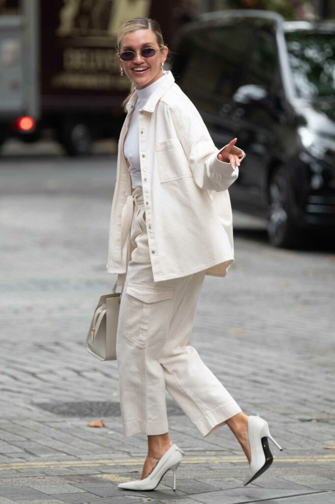 Ashley Roberts in a White Denim Suit