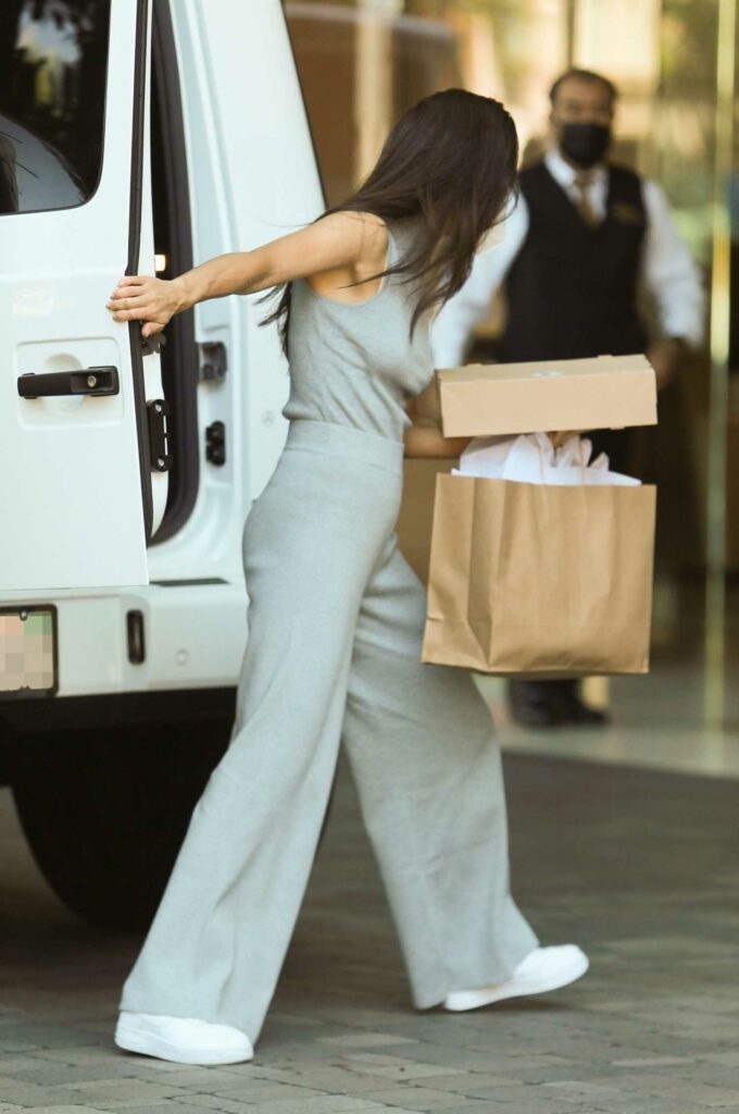 Cara Santana in a Grey Outfit