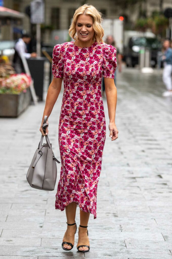 Charlotte Hawkins in a Red Floral Dress