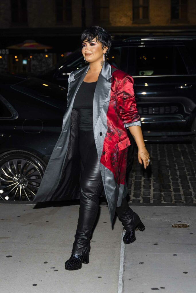 Demi Lovato in a Black Leather Pants