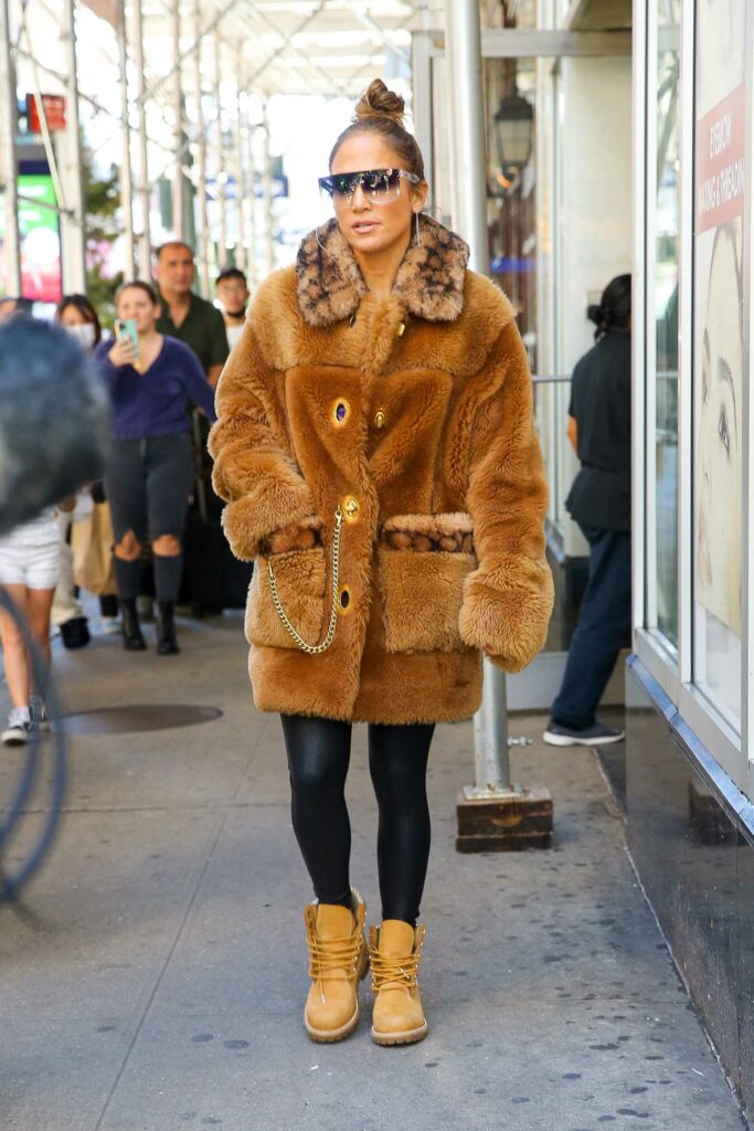 Jennifer Lopez in an Orange Fur Coat