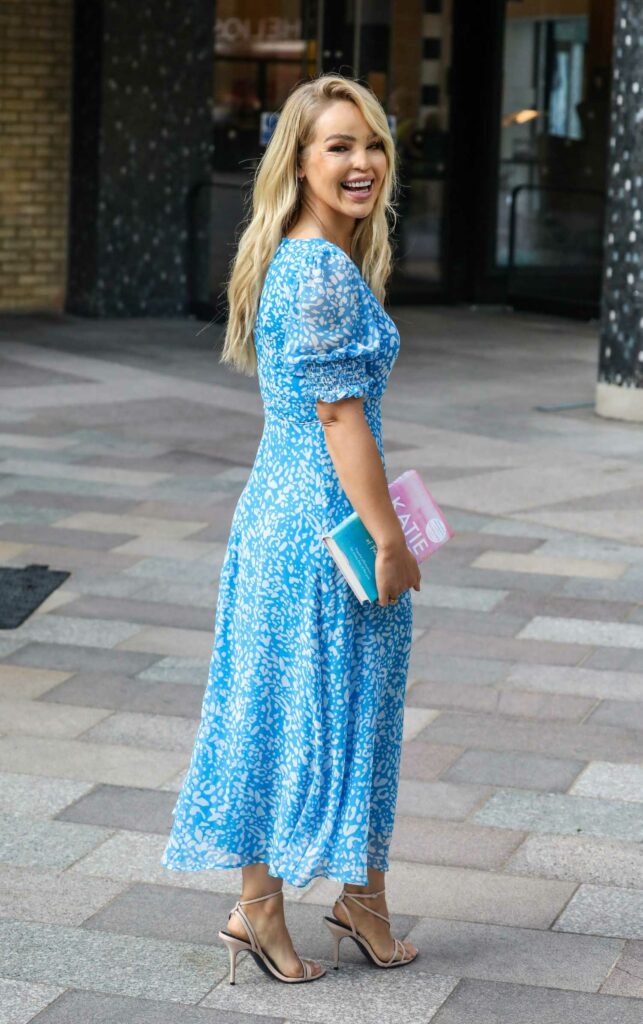 Katie Piper in a Blue Patterned Dress