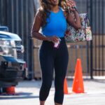 Kenya Moore in a Blue Top Arrives at the Dancing With The Stars Rehearsal Studio in Los Angeles