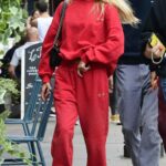 Lila Grace Moss in a Red Sweatsuit Was Seen Out in London