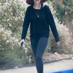 Lisa Rinna in a Black Leggings Goes for a Power Walk at TreePeople Park in Beverly Hills
