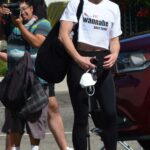 Melanie Chisholm in a White Tee Arrives for Rehearsal at DWTS Studio in Los Angeles