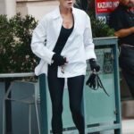 Melanie Griffith in a White Shirt Heads to the Gym in Los Angeles