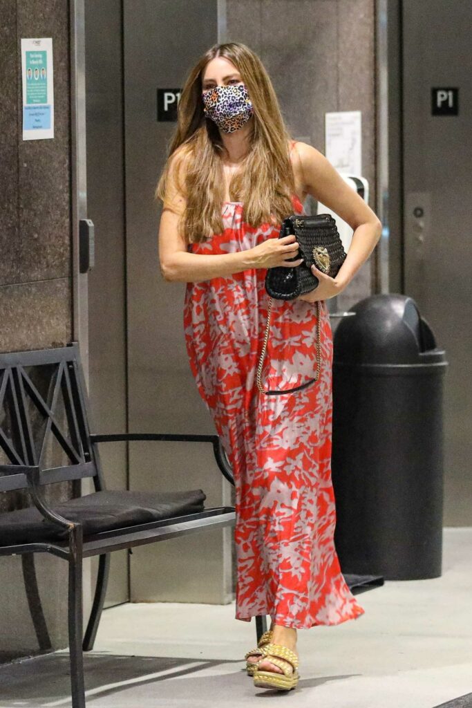 Sofia Vergara in a Red Floral Dress