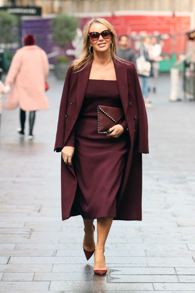Amanda Holden in a Burgundy Color Coat