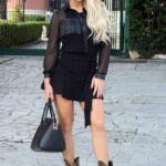 Bianca Gascoigne in a Black Mini Skirt Arrives at the Rai Auditorium in Rome