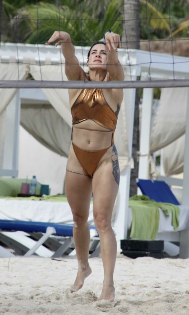 Cara Maria Sorbello in a Gold Bikini