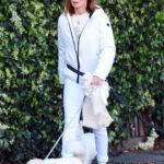 Geri Halliwell in a White Outfit Walks Her Dogs in North London