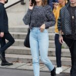 Isabeli Fontana in a Grey Sweater Leaves the L’Oreal Paris Fashion Show During 2021 Paris Fashion Week in Paris