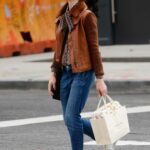 Julianna Margulies in a Tan Jacket Goes Shopping in New York