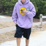 Justin Bieber in a Purple Hoodie Was Seen Out in Los Angeles