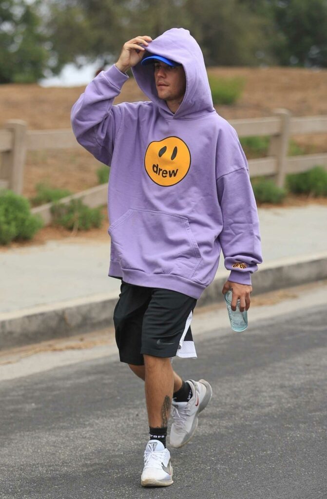Justin Bieber in a Purple Hoodie