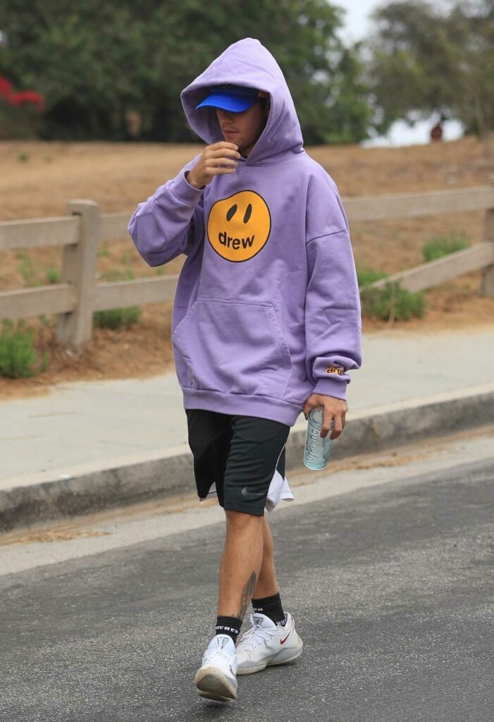Justin Bieber in a Purple Hoodie