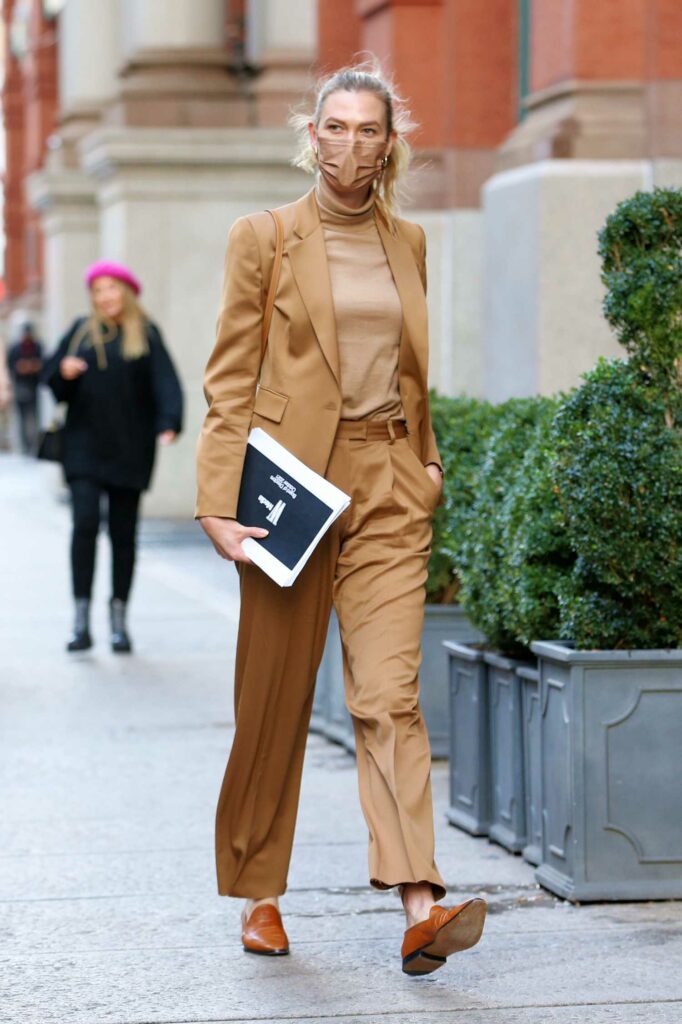Karlie Kloss in a Tan Business Suit