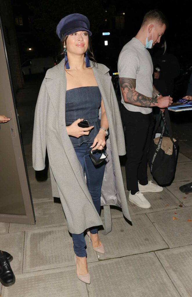 Katya Jones in a Grey Coat