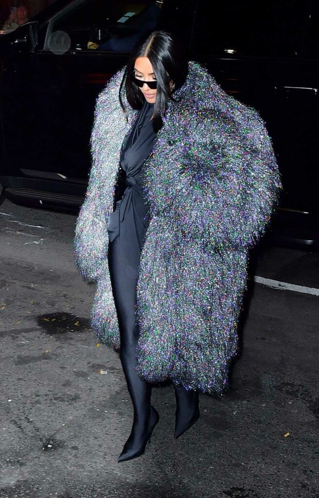 Kim Kardashian in a Colorful Fur Coat