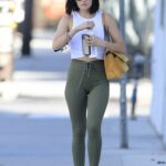 Lucy Hale in an Olive Leggings Heads to a Gym in Los Angeles