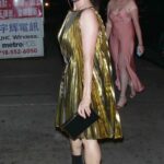 Lucy Liu in a Shiny Gold Dress Was Seen Out in New York