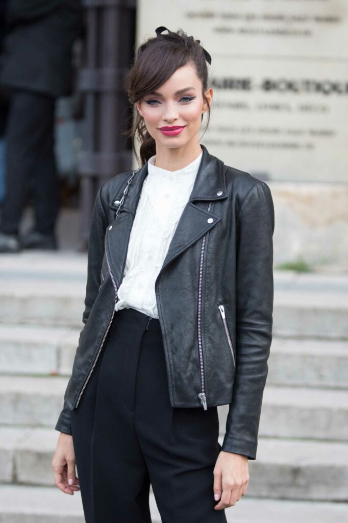 Luma Grothe in a Black Leather Jacket