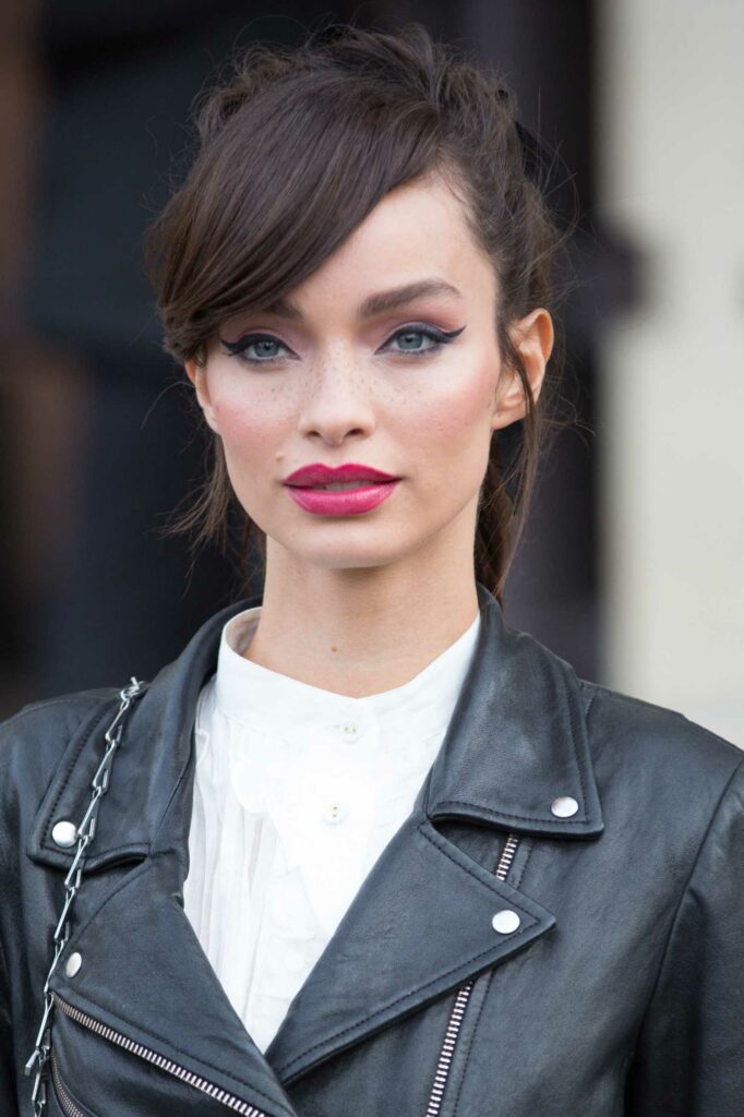 Luma Grothe in a Black Leather Jacket