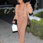 Marsai Martin in a Tan Outfit Leaves Lori Harvey’s SKN Launch in West Hollywood