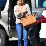 Molly Sims in a Beige Sweater Was Seen Out in Brentwood